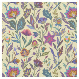 Söt retro Victorian mönster l Gula blommor Tyg