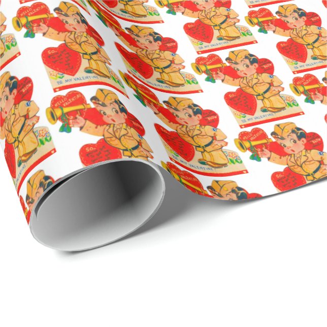 Söt retro vintage Valentine tiled mönster Presentpapper (Rullad Hörn)