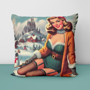 Söt Retro Vinter Pin-up Kudde