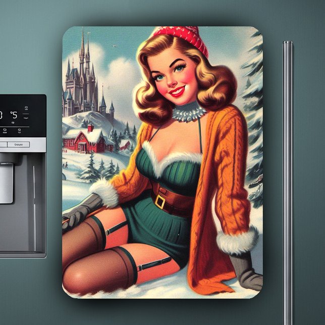 Söt Retro Vinter Pin-up Magnet (Skapare uppladdad)