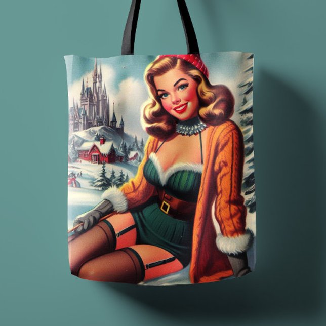 Söt Retro Vinter Pin-up Tygkasse (Skapare uppladdad)
