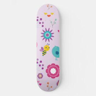 Söt Retro Y2K Fåglar och Bin Lekfull Estetik Mini Skateboard Bräda 18,5 Cm