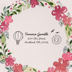 Söt returadress för barn i form av ballong självfärgande stämpel