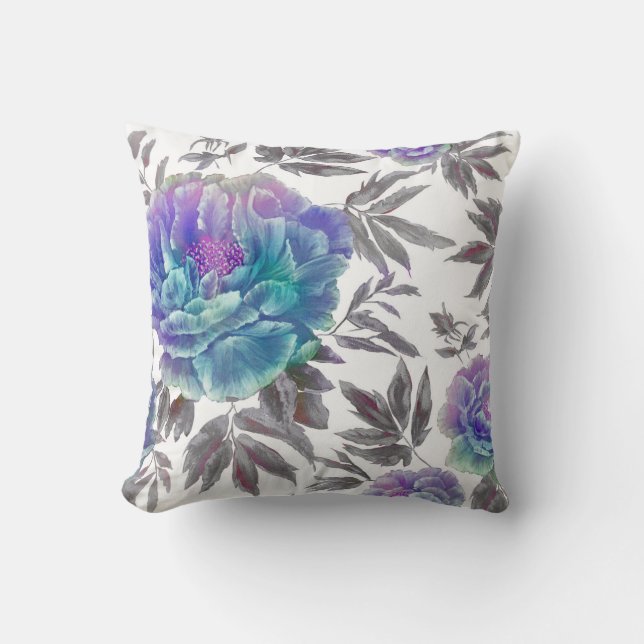 Söt Reversible Watercolor Blommigt Pillow Kudde (Framsida)