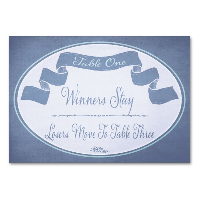 Söt Ribbon Bunco Bord-kort nr 1 Bordsnummer (Framsidan)