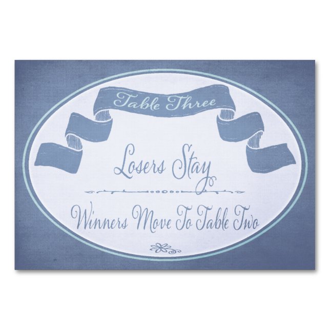 Söt Ribbon Bunco Bord-kort nr 3 Bordsnummer (Framsidan)