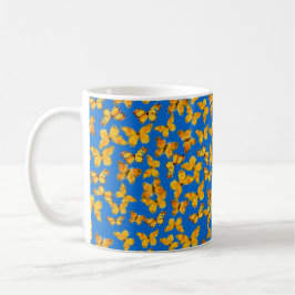 Söt Ringer Mugg, Golden Butterflies på Himlar Blue Mugg