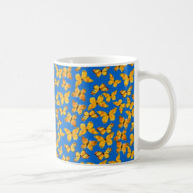 Söt Ringer Mugg, Golden Butterflies på Himlar Blue Mugg (Höger)