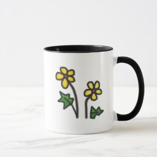Söt ritad Gult blomma Mugg