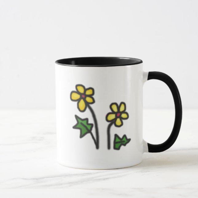 Söt ritad Gult blomma Mugg (Höger)