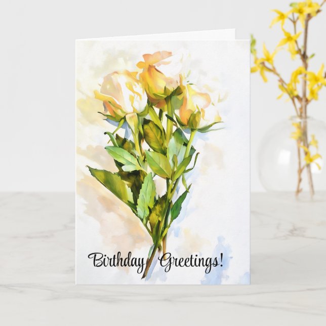 Söt Ro Bunch Birthday Flower Art Card Kort (Gul blomma)