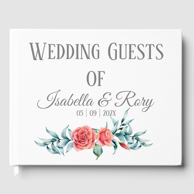 Söt Ro & Eucalyptus Bouquet Bröllop Gästböcker (Framsida)