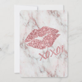 Söt Ro Faux Glitter XOXO Kiss Inbjudningar