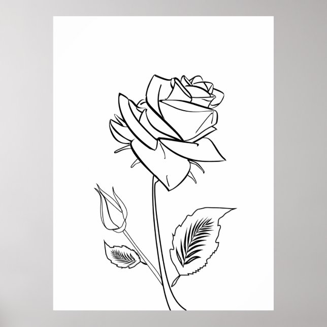 Söt Ro Flower Teckning Poster (Framsidan)