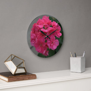 Söt Ro Geranium Blommigt No Numerals Stor Klocka