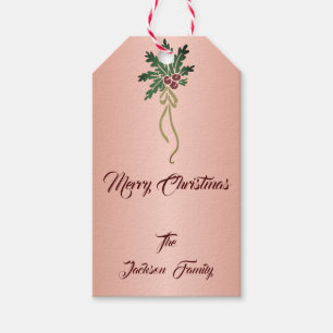 Söt Ro Guld Effect Mistletoe Custom Name Julafton Presentetikett