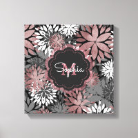 Söt Ro Guld Geometric Flowers Illustration