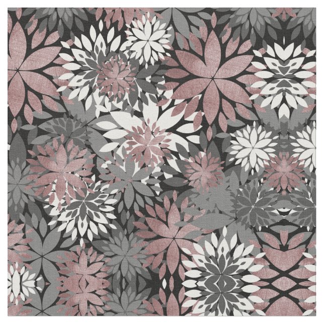 Söt Ro Guld Geometric Flowers Illustration Tyg (Närbild)