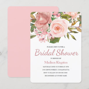 Söt Ro Guld Rosa Flowers Möhippa Inbjudningar