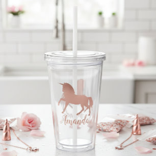 Söt Ro Guld Unicorn Personlig Girly Take Away Mugg