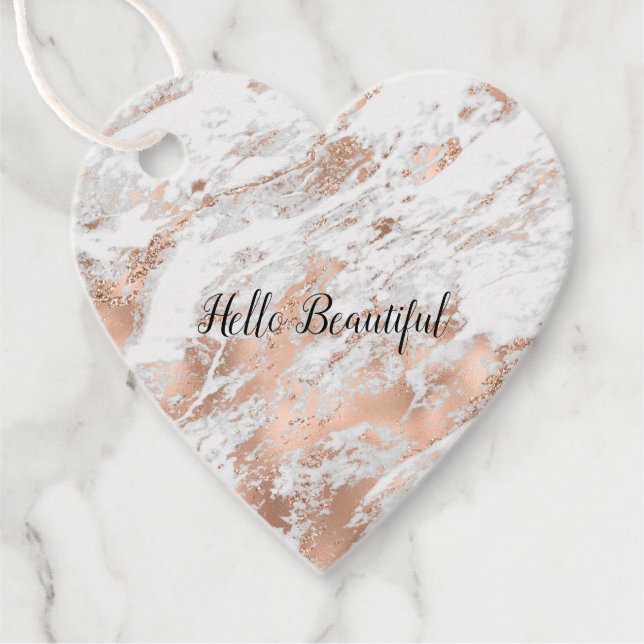 Söt Ro Guld White Glitzy Marble Gåvor Etiketter (Framsida)