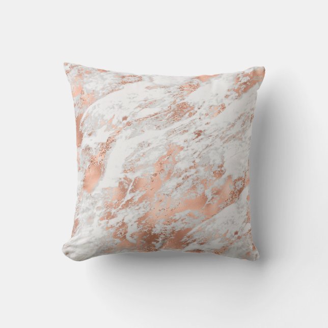 Söt Ro Guld White Glitzy Marble Kudde (Framsida)