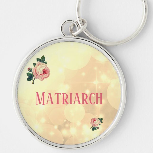 Söt Ro Matriarch Mor Rund Silverfärgad Nyckelring (Framsidan)