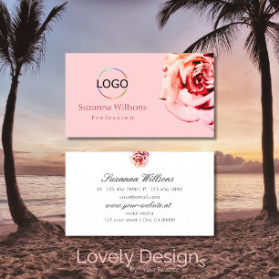 Söt Ro på vanlig Ljus rosa med Logotyp enkel Visitkort