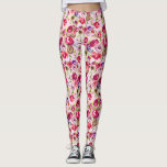 Söt Ro Rosa Chic Watercolor Peony Blommigt Leggings<br><div class="desc">Snygg ljus magenta och ljusa rosa blommigtar från ro för en flicka som kärlek söta blommor. Perfekt feminin och söt byxor.</div>
