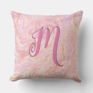 Söt Ro Rosa Quartz Marble och Guld Kudde