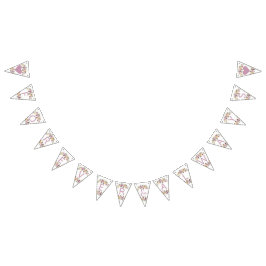 Söt Ro Watercolor Blommigt Bröllop Forever Vimplar