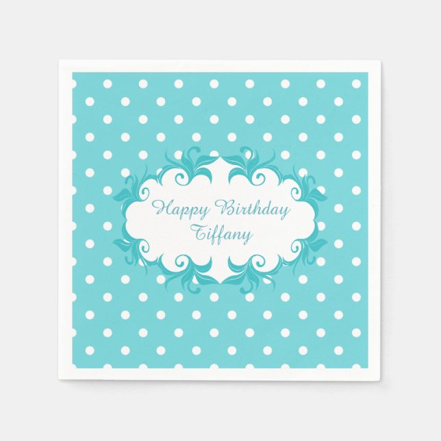 Söt Robins Egg Blue Polka Dot Papper Napkins Pappersservett (Framsidan)