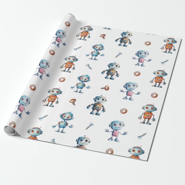 Söt Robot Barn Robotteknik Presentpapper (Utrullad)