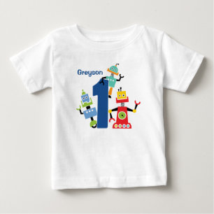 Söt Robot Första Födelsedags T-shirt robotar