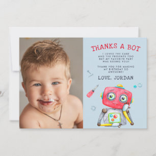 Söt Robot   Platt Tack Fotokort Kort