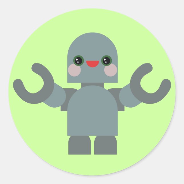 Söt Robot Runt Klistermärke (Framsida)