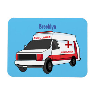 Söt röd ambulansbil cartoon magnet