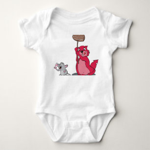 Söt röd arbetsbäver baby bodysuit - konstnärlig t shirt