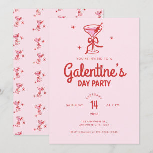 Söt Röd Båge Cocktail Galentine's Day-fest Inbjudningar