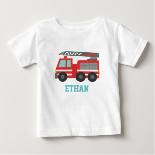 Söt röd brandbil för små brandmän t shirt