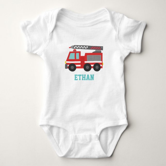 Söt röd brandbil för små brandmän t shirt (Framsida)