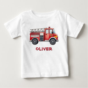 Söt röd brandbil t shirt