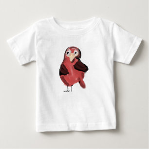 Söt röd fågel för småbarn, t-shirt ritad för hand