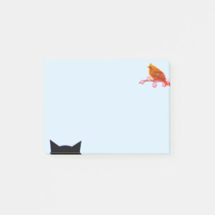 Söt röd fågel & katt post-it block