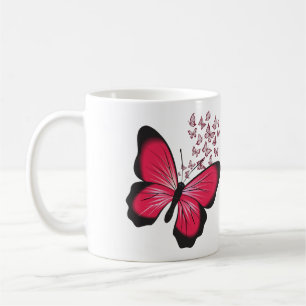 Söt röd fjäril kaffemugg