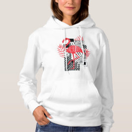 Söt röd flamingomönstrad hoodie för kvinnor - Trop T Shirt