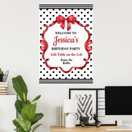 Söt röd födelsedagsbåge poster