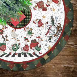 Söt Röd Grön Dumma Gås Jul Julgransmatta Borstad Polyester