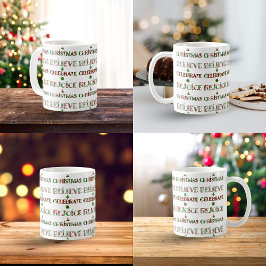 Söt röd grön julmönster kaffemugg