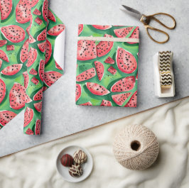 Söt Röd Grön Söt Sommarvattenmelon Vattenfärg Presentpapper